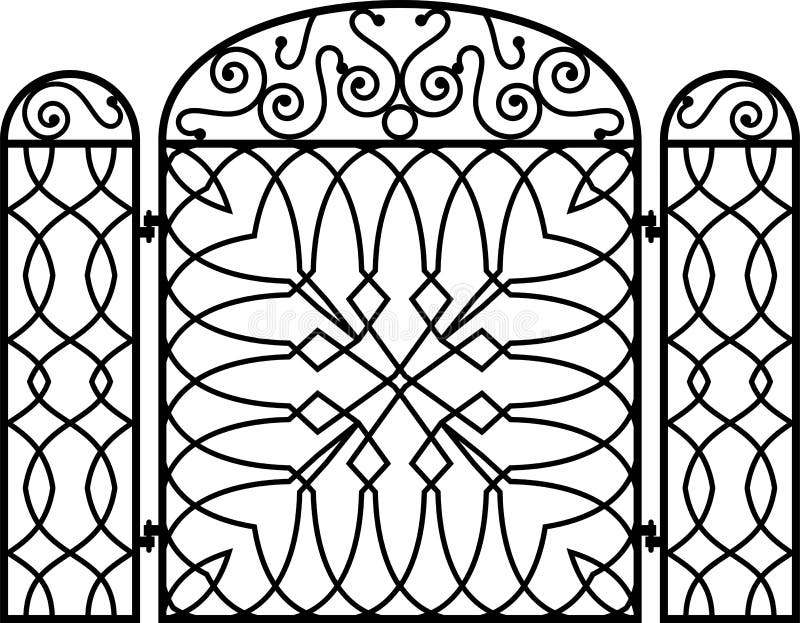 Wrought Iron Fireplace Screen Vector Illustration Stock Vector