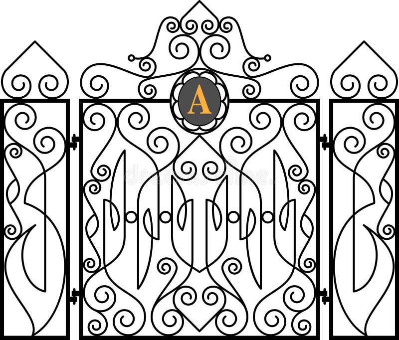 Wrought Iron Fireplace Screen Vector Illustration Stock Vector