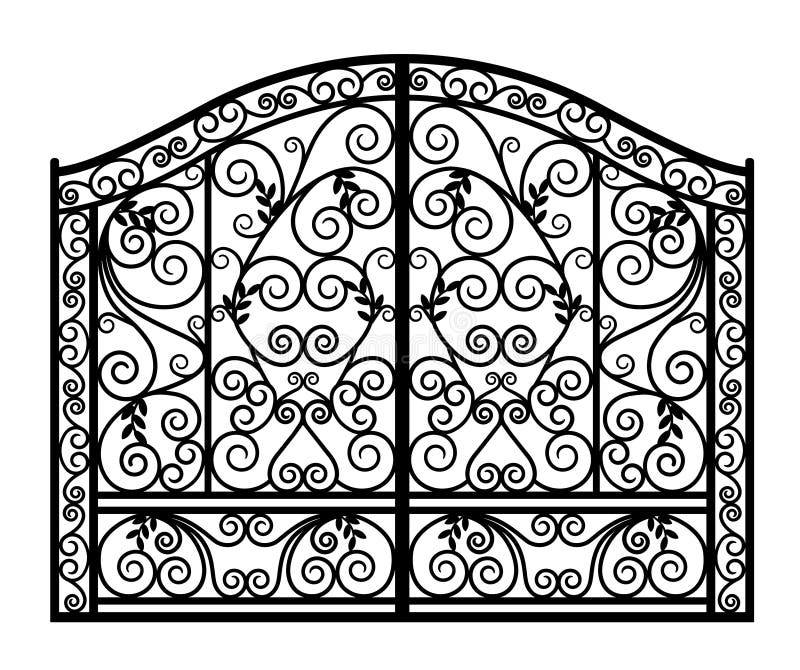 Wrought iron gates stock vector. Illustration of fence 226184819