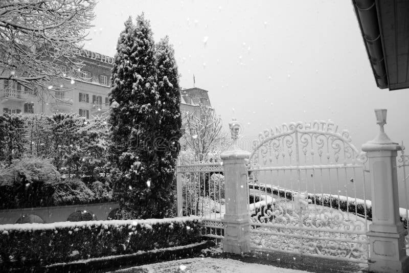 Wrought Iron Gates in Winter Stock Image Image of barrier, snowing