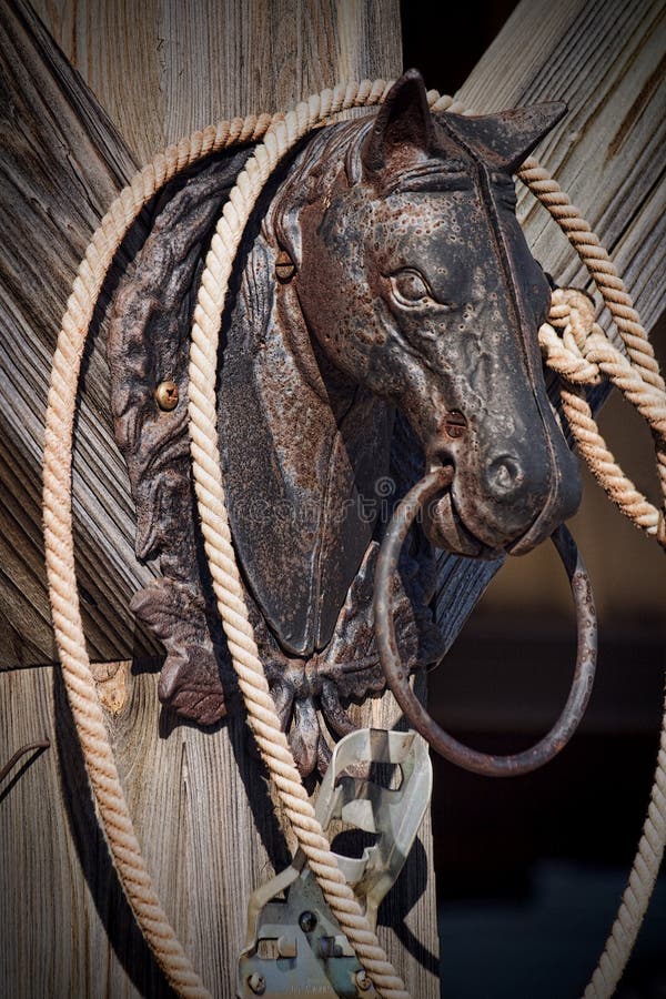 Wrought Iron Horse Head Hitching Post Stock Image Image of wrought