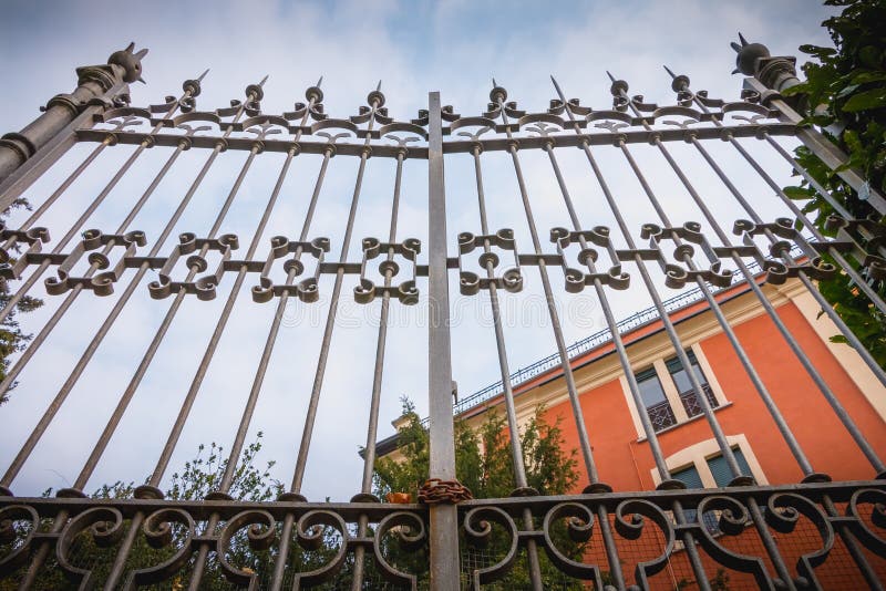 Wrought Iron Metal Gate Closing a Property Stock Photo Image of