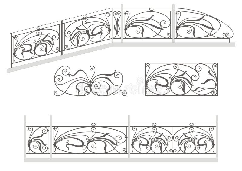 wrought iron stairs railing, fence and grilles