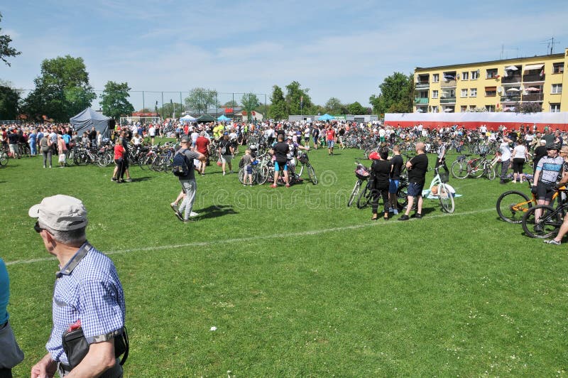 Wrzesnia, Greater Poland, Wielkopolska, Poland - May 3, 2024. 25. Rodzinny Rajd Rowerowy - 25th Family Bike Rally. The event promoting healthy lifestyle. Over 6500 participants this year. There were two routs to choose between - 12 or 20km. Wrzesnia, Greater Poland, Wielkopolska, Poland - May 3, 2024. 25. Rodzinny Rajd Rowerowy - 25th Family Bike Rally. The event promoting healthy lifestyle. Over 6500 participants this year. There were two routs to choose between - 12 or 20km.