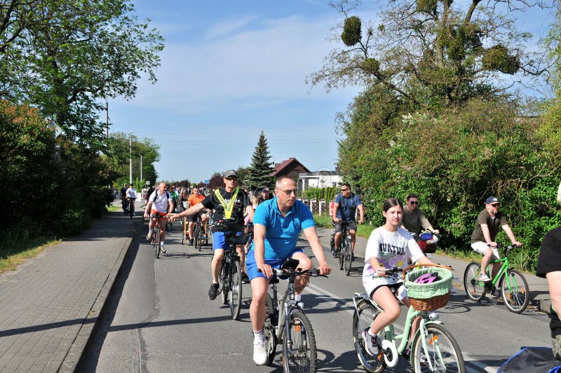 Wrzesnia, Greater Poland, Wielkopolska, Poland - May 3, 2024. 25. Rodzinny Rajd Rowerowy - 25th Family Bike Rally. The event promoting healthy lifestyle. Over 6500 participants this year. There were two routs to choose between - 12 or 20km. Wrzesnia, Greater Poland, Wielkopolska, Poland - May 3, 2024. 25. Rodzinny Rajd Rowerowy - 25th Family Bike Rally. The event promoting healthy lifestyle. Over 6500 participants this year. There were two routs to choose between - 12 or 20km.