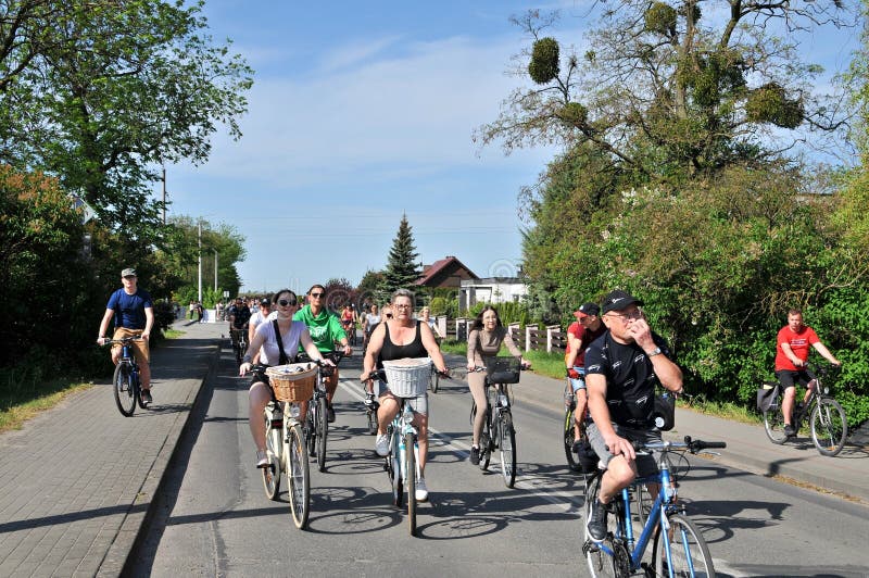 Wrzesnia, Greater Poland, Wielkopolska, Poland - May 3, 2024. 25. Rodzinny Rajd Rowerowy - 25th Family Bike Rally. The event promoting healthy lifestyle. Over 6500 participants this year. There were two routs to choose between - 12 or 20km. Wrzesnia, Greater Poland, Wielkopolska, Poland - May 3, 2024. 25. Rodzinny Rajd Rowerowy - 25th Family Bike Rally. The event promoting healthy lifestyle. Over 6500 participants this year. There were two routs to choose between - 12 or 20km.