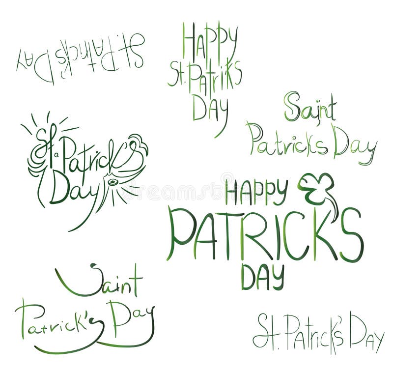 Wręcza remisu literowaniu ustalonego skład Szczęśliwy St Patrick dzień na białym tle ilustracja wektor Wręcza remisu literowaniu ustalonego skład Szczęśliwy St Patrick dzień na białym tle ilustracja wektor