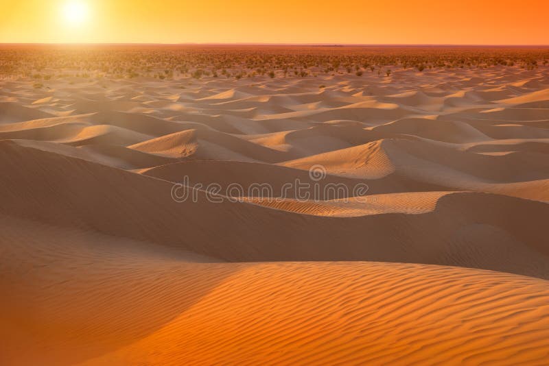 Wschód słońca w Sahara w Tunezja