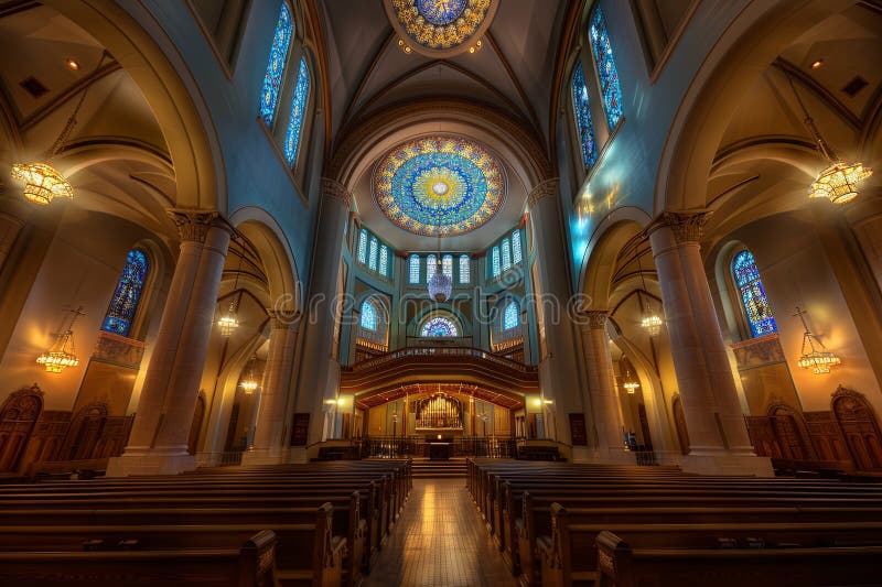 Wspaniała struktura synagogi wychodząca z duchowego szacunku i architektonicznego wspaniałości ilustracja wektor