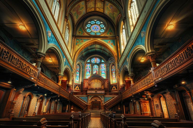 Wspaniałość architektoniczna i duchowość świętej synagogi żydowskiej royalty ilustracja