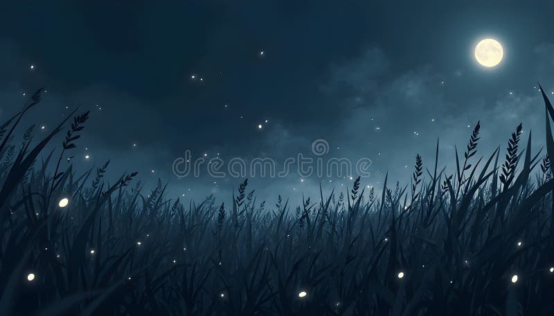 Wspaniały księżycowy wąż : Ciemnomistyczna trawa pod magicznym nocnym niebem. Ta artystyczna ilustracja animowanego stylu uchwyca ponurą scenę księżycową, przedstawiającą wysoką ciemną i tajemniczą trawę poruszającą się łagodnie po wiatrze. Czarne i głębokie ostrza trawy są niezwykle teksturowane z subtelnymi podkreśleniami wzmocnionymi eterycznym blaskiem, który nakreśla każdy ostrz przywołując poczucie magii i zdumienia. Ustawiony na wzburzony gradient nieba przechodzący z głębokiego fioletowego na granatowy scena wyklucza mistyczną ambicję przypominającą estetykę Studio Ghibli i Tima Burtona. Idealny dla projektów fantastycznych, ten półrealistyczny animowany projekt artystyczny przynosi marzycielski surrealistyczny krajobraz do życia idealny dla opowiadających historii cyfrowych zbiorów sztuki lub czujących treści wizualnych.