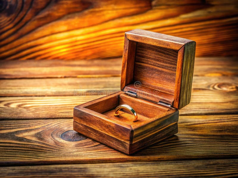 Wspaniały Rustic Woden Ring Box Uroczy Keepsake dla twojego eleganckiego ślubu ilustracji