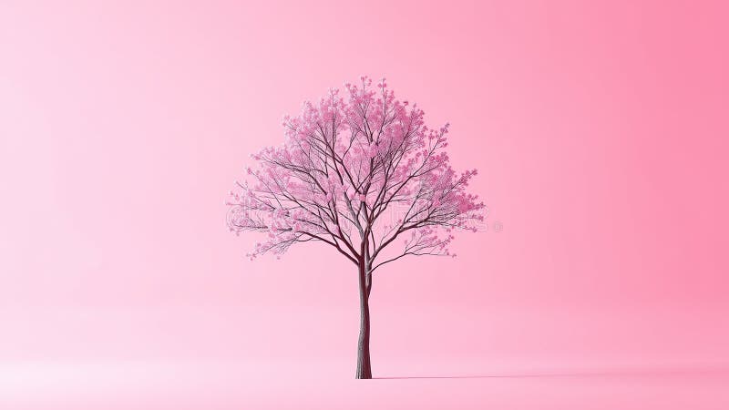 Wspaniały różowy drzewo Gradient Minimalistyczna sztuka cyfrowa dla współczesnej estetyki ilustracji