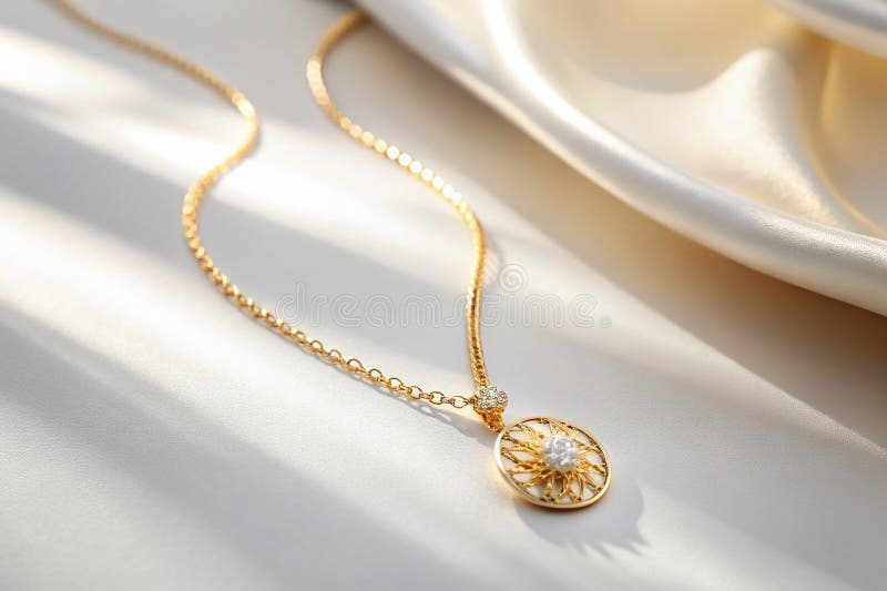 Wykwintny złoty naszyjnik uchwycony w oszałamiającym detalu lotniczym Rzut oka na luksusowy design biżuterii royalty ilustracja