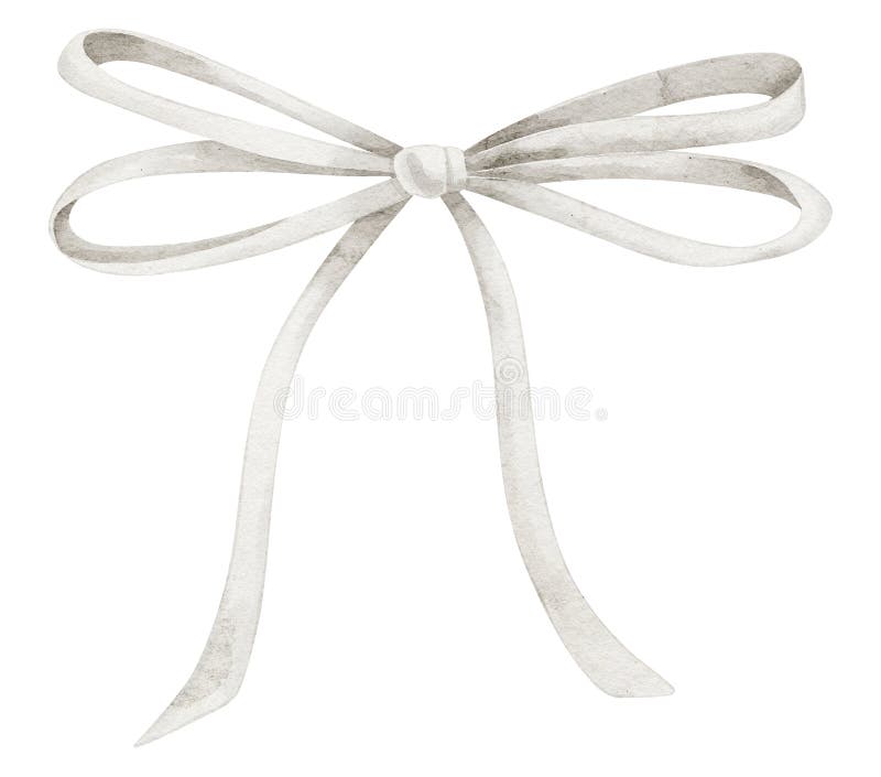 Ilustracja akwarelowa wstążki z kokardą. Rysunek węzła z tkaniny w pastelowych kolorach na zaproszenia ślubne lub baby shower royalty ilustracja