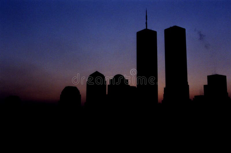 WTC twin towers in New York in early sunrise morning