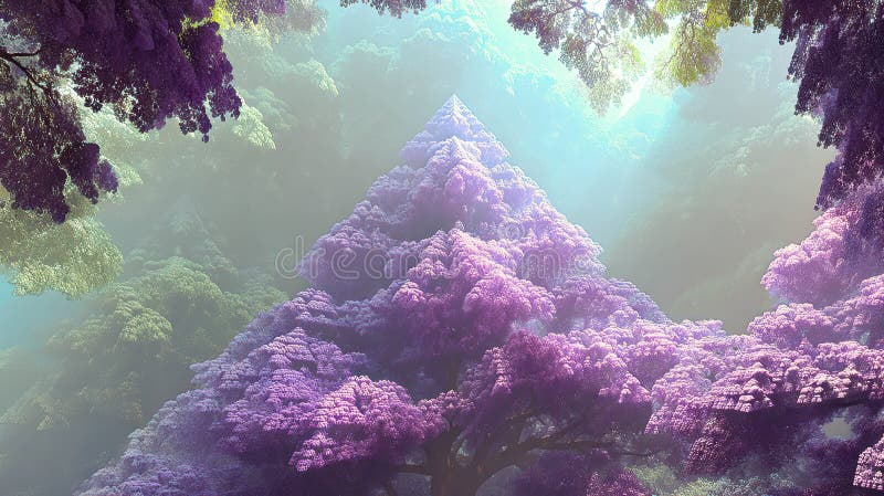 Wunderbaum von Pythagoras mit lebhaften Farben in einem zauberhaften Wald vektor abbildung
