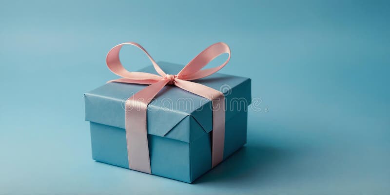 Wunderschöne blaue Geschenkbox auf pastellblauen Äsen, die ai generiert vektor abbildung