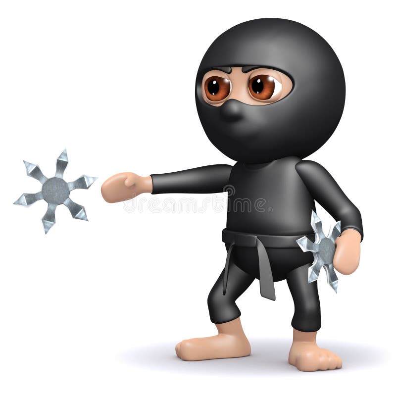 3d render of a ninja throwing a star. 3d render of a ninja throwing a star