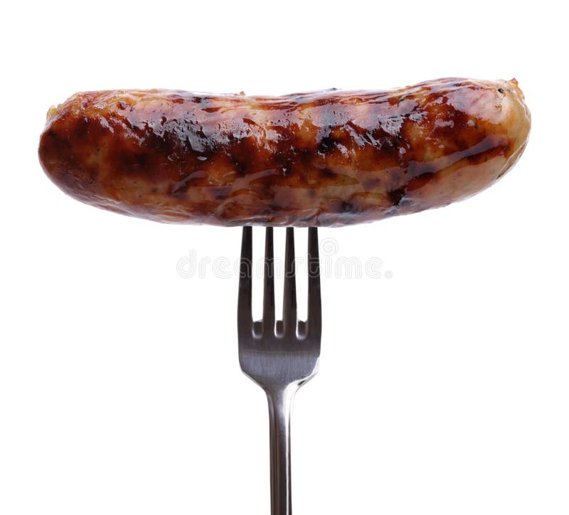 Wurst auf einer Gabel lizenzfreie stockfotografie Wurst auf einer Gabel lizenzfreie stockfotografie