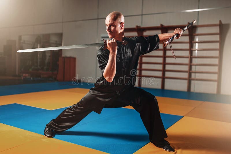 Wushu Master Training with Sword, Martial Arts Stock Photo Image of