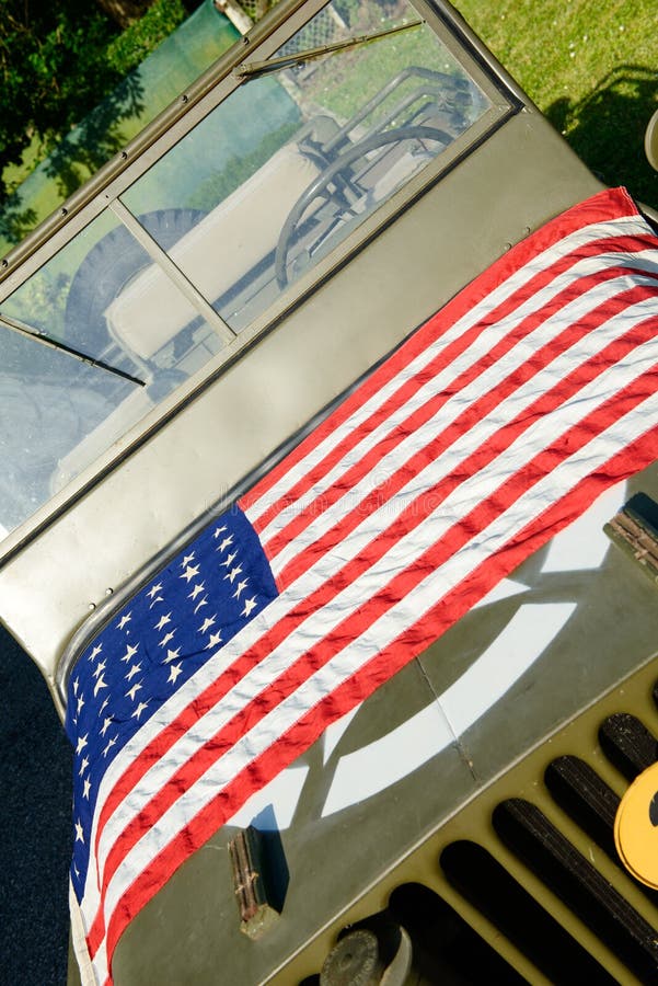 Ww2 Military Vehicle with American Flag Stock Photo Image of patriot