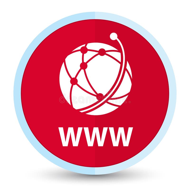 WWW (global network icon) flat prime red round button