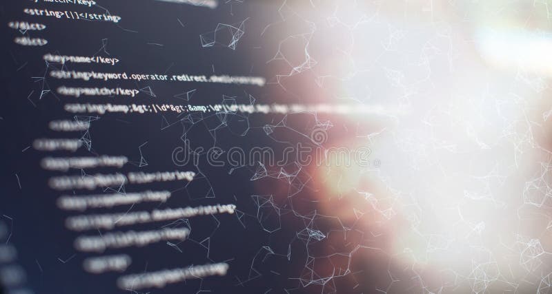 WWW software development. Mobile app developer. Innovative startup project. Website programming code stock photography