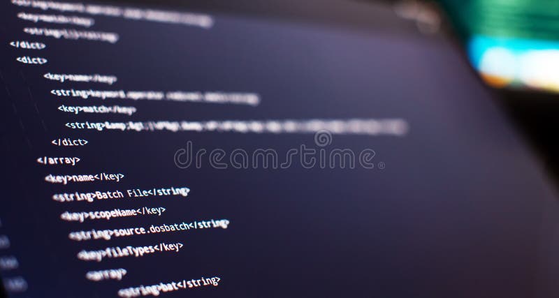 WWW software development. Mobile app developer. Innovative startup project. Website programming code stock photos