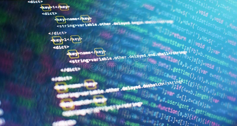 WWW software development. Mobile app developer. Innovative startup project. Website programming code royalty free stock photography