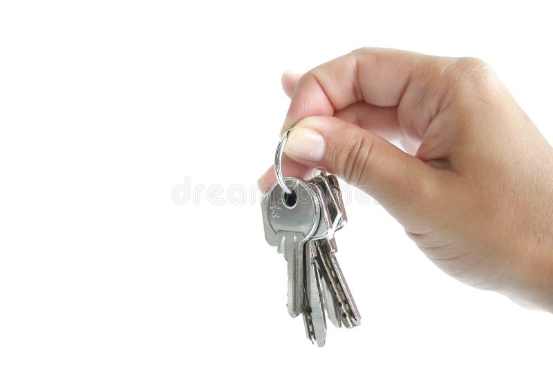 A woman delivering some keys. A woman delivering some keys