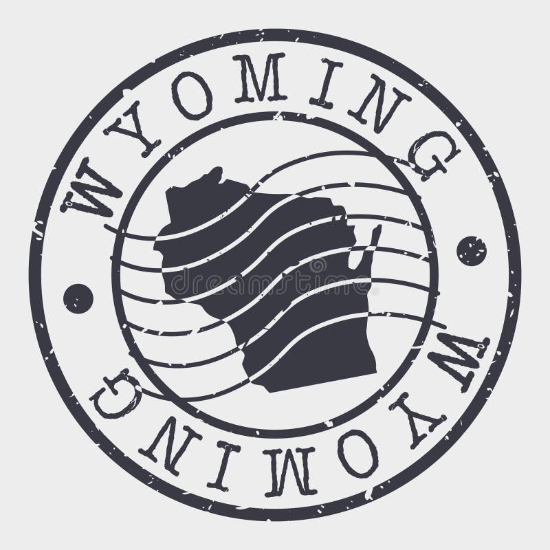 Wyoming Stamp Postal Map Silhouette Seal Passport Round Design