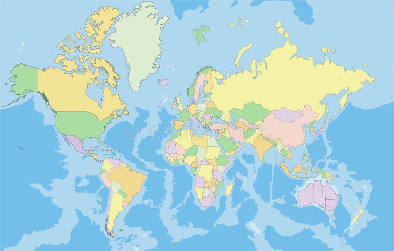 Wysoce szczegółowa polityczna mapa świat ilustracja wektor Wysoce szczegółowa polityczna mapa świat ilustracja wektor