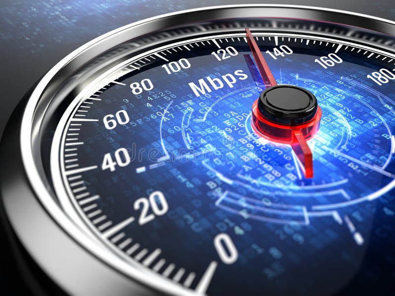 Wysoki prędkości połączenie z internetem pojęcie - szybkościomierz z połączenie z internetem prędkością