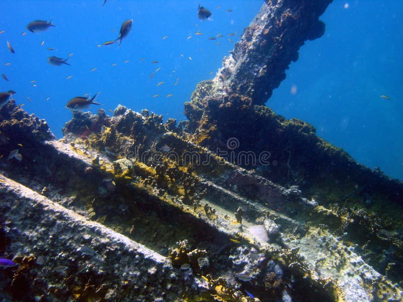 The ship wreck of thepostal ship in the Virgin Islands. The ship wreck of thepostal ship in the Virgin Islands