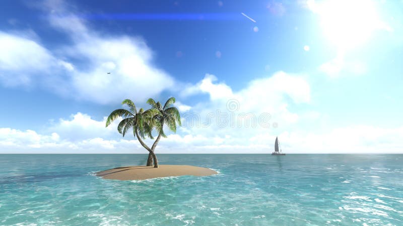 Wyspa z drzewkami palmowymi na tle ocean 4