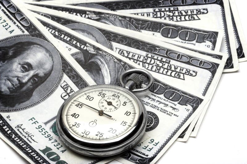 Chronometr i dolary obraz stock