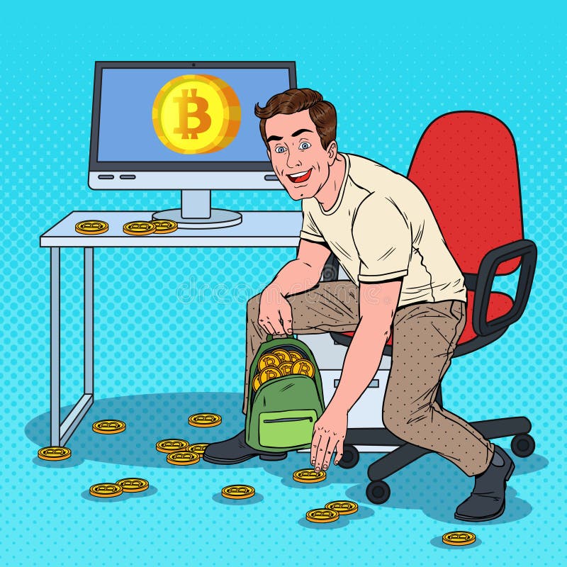 Wystrzał sztuka Pomyślny biznesmen Stawiający Bitcoins w plecaku Crypto waluta, Wirtualna pieniądze technologia ilustracja wektor Wystrzał sztuka Pomyślny biznesmen Stawiający Bitcoins w plecaku Crypto waluta, Wirtualna pieniądze technologia ilustracja wektor
