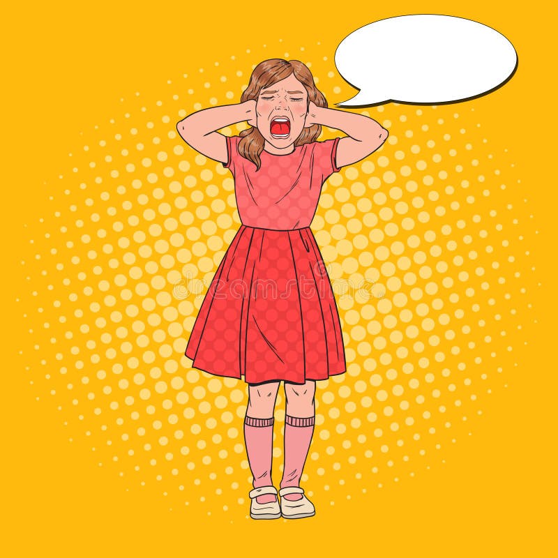 Wystrzał sztuki małej dziewczynki Gniewny Krzyczeć agresywny dziecko Dzieciaka Emocjonalny wyraz twarzy ilustracja wektor Wystrzał sztuki małej dziewczynki Gniewny Krzyczeć agresywny dziecko Dzieciaka Emocjonalny wyraz twarzy ilustracja wektor