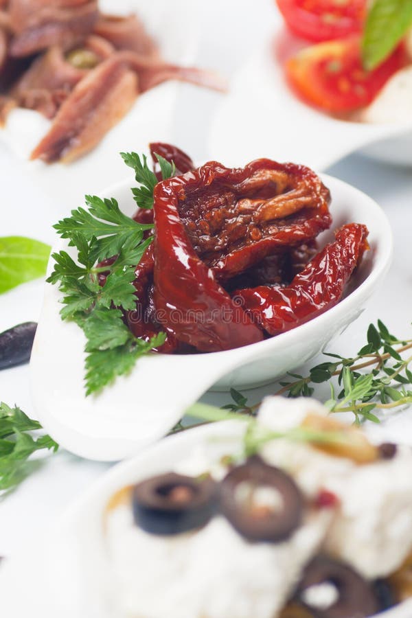 Suszone pomidory z pietruszką zdjęcie stock