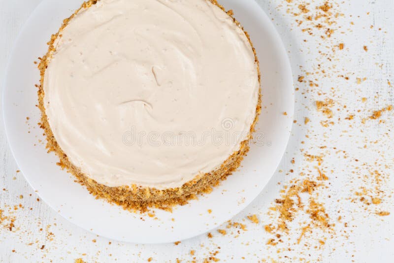 Wyśmienicie cheesecake z orzechem włoskim dalej i rodzynkami obrazy stock