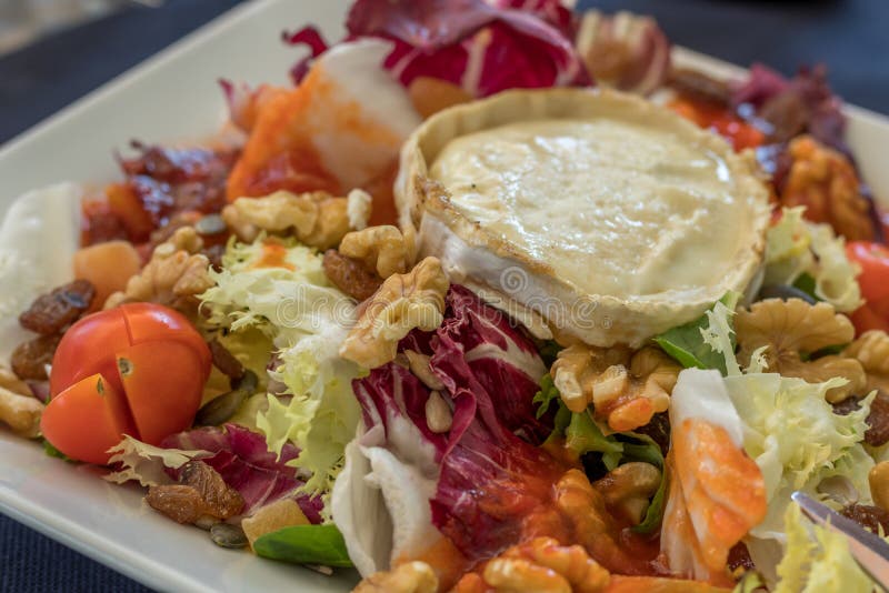 Wyśmienicie koźliego sera salas w hiszpańskiej restauraci obraz royalty free Wyśmienicie koźliego sera salas w hiszpańskiej restauraci obraz royalty free