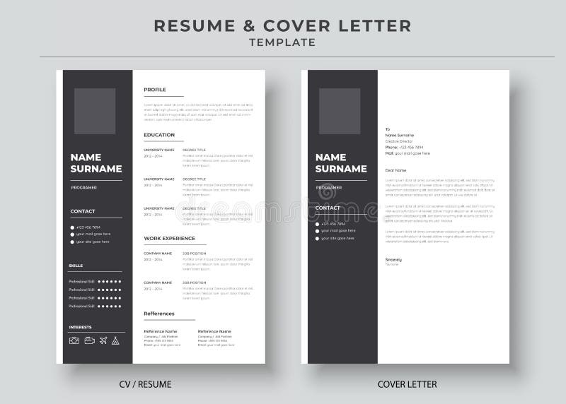 Wznawianie i kończenie minimalistycznych wznawiań pracy zawodowej cv szablon cv royalty ilustracja
