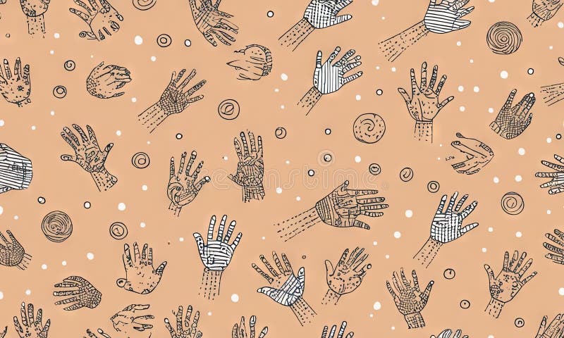 Wzorzec rąk wyświetlony jest na opalonym tle. royalty ilustracja