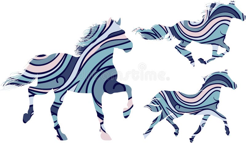 Wzorzyści konie ilustracja wektor Wzorzyści konie ilustracja wektor
