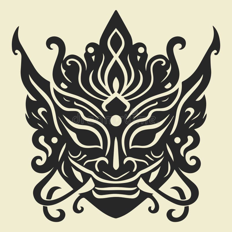 Wzór ilustracji wektor tradycyjnej japońskiej maski demon oni. idealny do projektowania tatuaży i naklejki royalty ilustracja