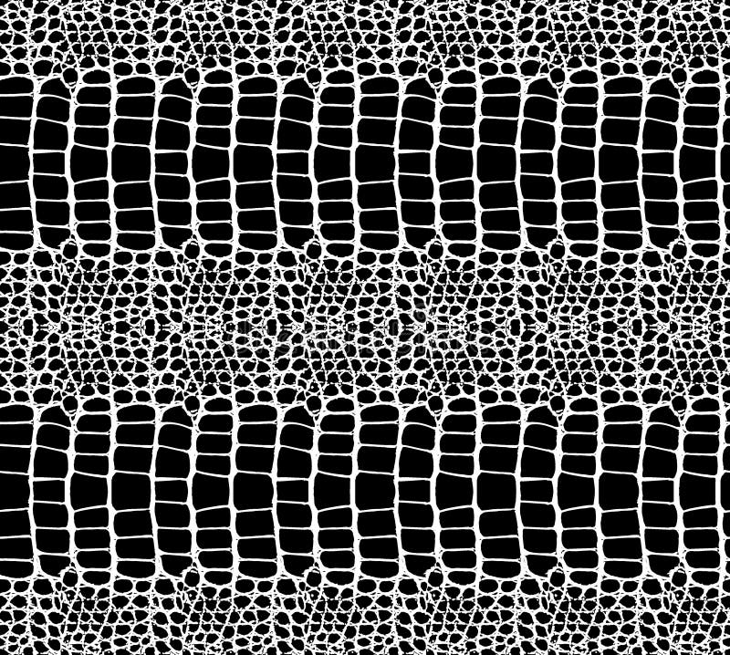 Wąż skóry wzoru tekstury wielostrzałowy bezszwowy monochromatyczny czarny i biały wektor Tekstura wąż Modny druk royalty ilustracja