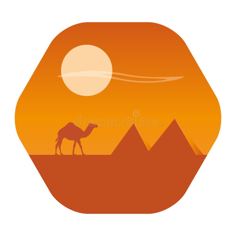 Wüste mit Pyramidenlandschaft Kamelwohnwagen auf Wüste bei Sonnenuntergang auf einem Hintergrund stock abbildung Wüste mit Pyramidenlandschaft Kamelwohnwagen auf Wüste bei Sonnenuntergang auf einem Hintergrund stock abbildung