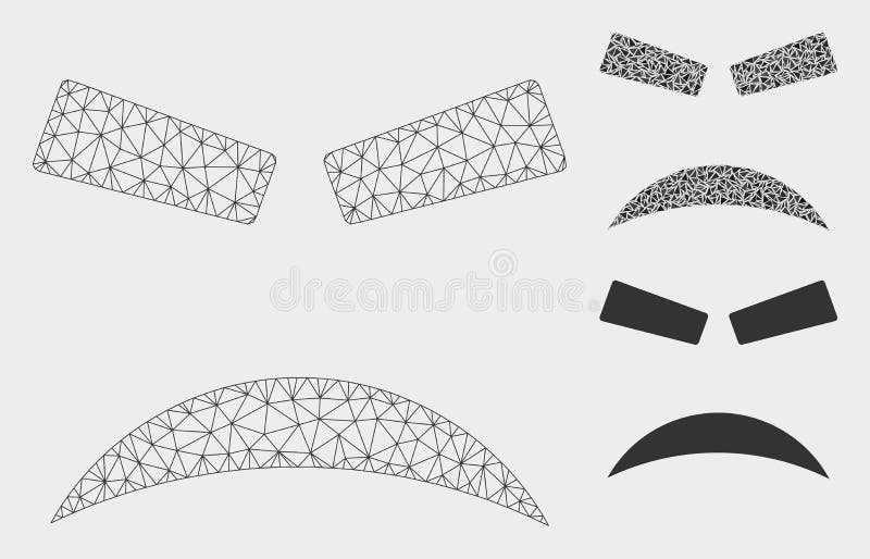 Wütende Smiley Vector Mesh Carcass Model- und Dreieck-Mosaik-Ikone vektor abbildung Wütende Smiley Vector Mesh Carcass Model- und Dreieck-Mosaik-Ikone vektor abbildung