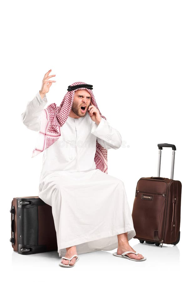 Wütendes arabisches Schreien auf einem Handy stockfotos Wütendes arabisches Schreien auf einem Handy stockfotos
